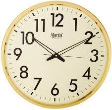 Ajanta Quartz Wall Clock (32 Cm X 32 Cm X 3.5 Cm, Gold, Plastic)