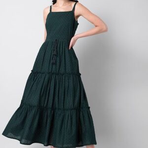Bottle Green Tiered Strappy Maxi Dress