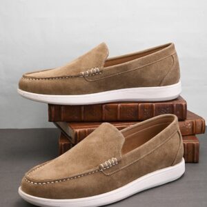 Men Round Toe Memory Foam Suede Loafers