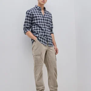 Casuals Beige Relaxed-Fit Mid-Rise Cotton Blend Chinos