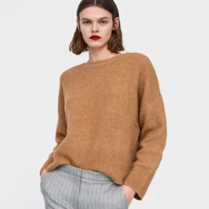 Round-Neck Pullover with Ribbed Hem