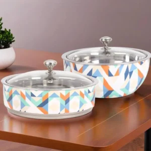 The Better Home White 2 Pieces Stainless Steel Insulated Casserole With Glass Lid1.5L each (Onesize)